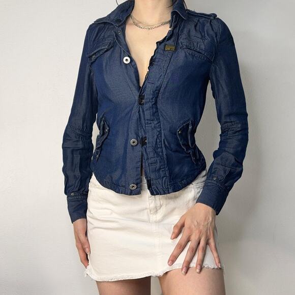 G-star Raw Womens Fitted Denim Look Utility Jacket Size XS - Picture 1 of 8